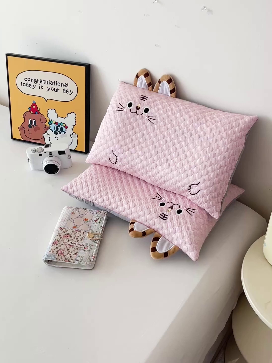 91家纺网 家纺一手货源 找家纺 亦帆枕芯 2025新款卡通儿童夏季枕芯凉豆豆荞麦壳枕头枕芯可拆卸 粉色-小老虎 30x50cm/只 枕套加羽丝绒内胆