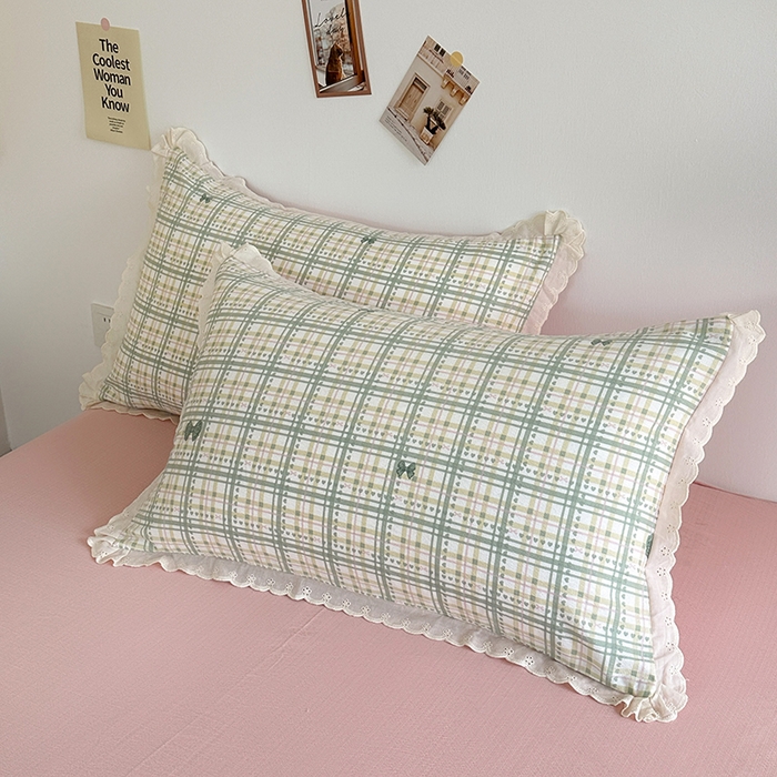 91家纺网 家纺一手货源 找家纺 斯卡诺家纺 2025新款纯棉花边双层纱四件套水洗棉四件套 蝶梦