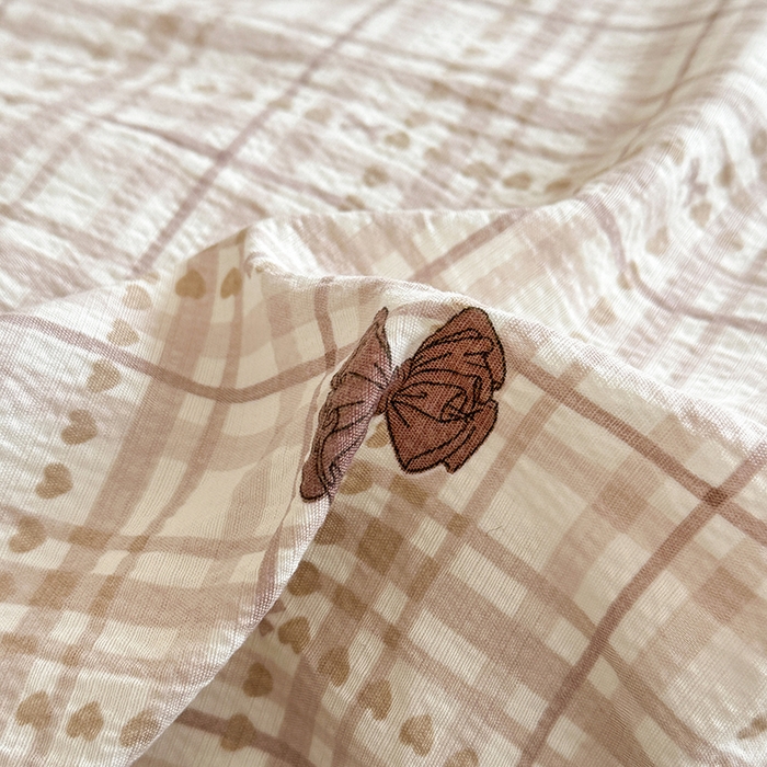 91家纺网 家纺一手货源 找家纺 斯卡诺家纺 2025新款纯棉花边双层纱四件套水洗棉四件套 蝶梦咖