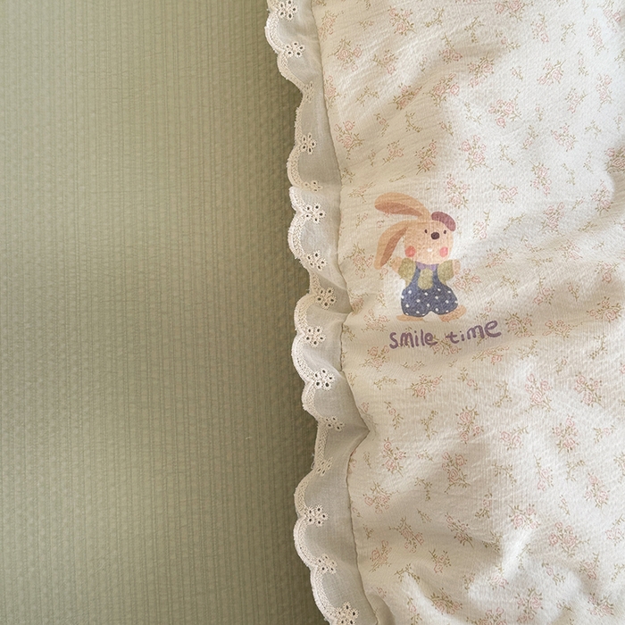 91家纺网 家纺一手货源 找家纺 斯卡诺家纺 2025新款纯棉花边双层纱四件套水洗棉四件套 花间兔