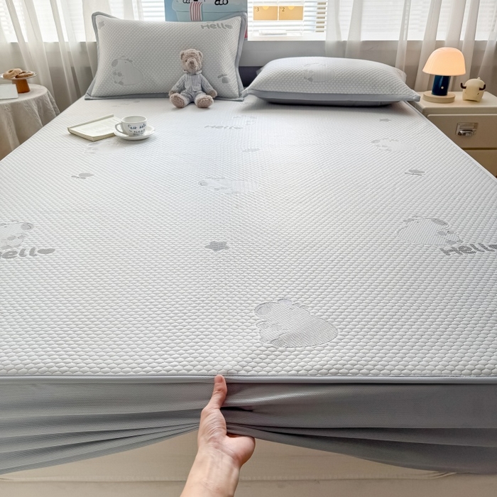 水云缦 2025新款提花冰豆豆软席床笠款 卡皮巴拉-灰-床笠款