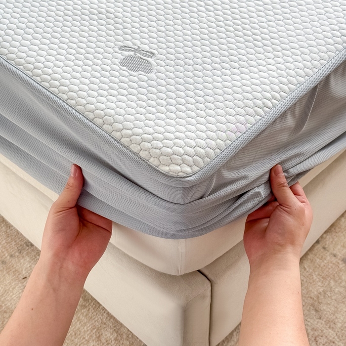 91家纺网 家纺一手货源 找家纺 水云缦 2025新款提花冰豆豆软席床笠款 卡皮巴拉-灰-床笠款