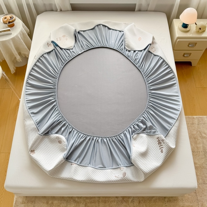 91家纺网 家纺一手货源 找家纺 水云缦 2025新款提花冰豆豆软席床笠款 卡皮巴拉-咖-床笠款