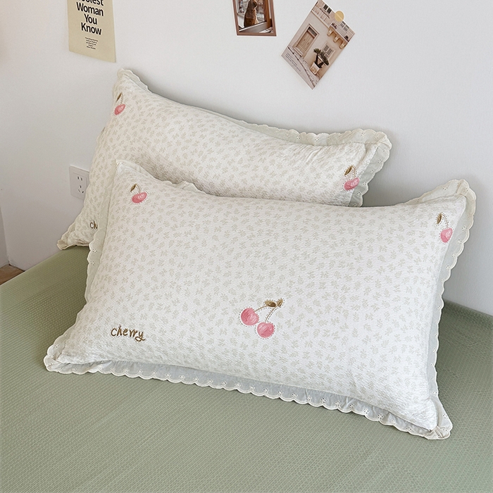 91家纺网 家纺一手货源 找家纺 斯卡诺家纺 2025新款纯棉花边双层纱四件套水洗棉四件套 逃之夭夭