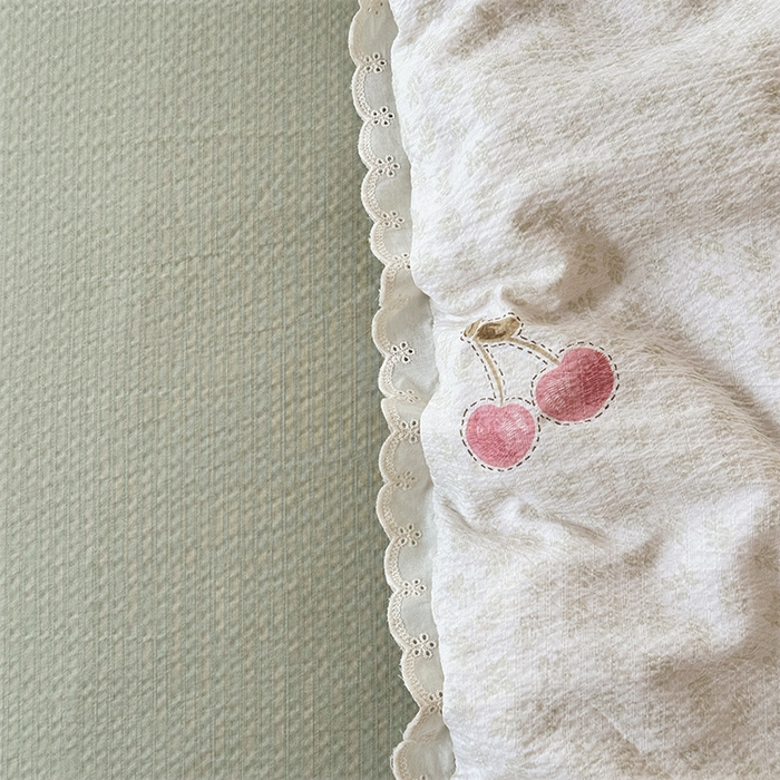 91家纺网 家纺一手货源 找家纺 斯卡诺家纺 2025新款纯棉花边双层纱四件套水洗棉四件套 逃之夭夭