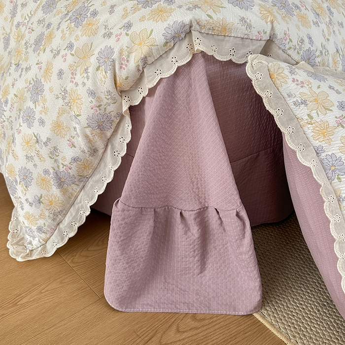 91家纺网 家纺一手货源 找家纺 斯卡诺家纺 2025新款纯棉花边双层纱四件套水洗棉四件套 唯美