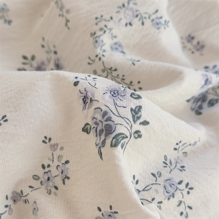 91家纺网 家纺一手货源 找家纺 斯卡诺家纺 2025新款纯棉花边双层纱四件套水洗棉四件套 雾里看花