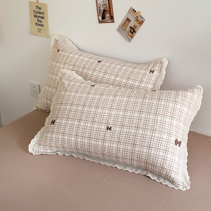 91家纺网 家纺一手货源 找家纺 斯卡诺家纺 2025新款纯棉花边双层纱夏被四件套水洗棉夏被四件套 蝶梦咖