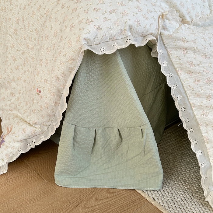 91家纺网 家纺一手货源 找家纺 斯卡诺家纺 2025新款纯棉花边双层纱夏被四件套水洗棉夏被四件套 花间兔