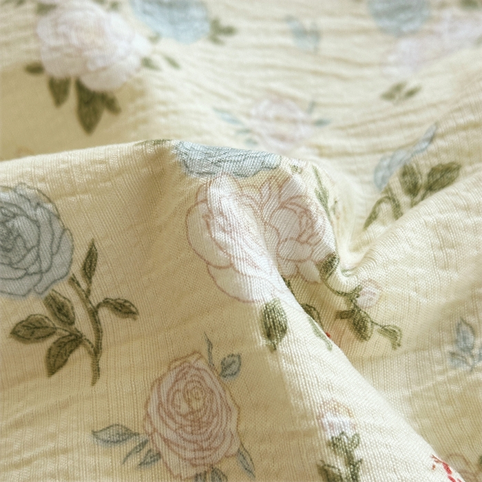 91家纺网 家纺一手货源 找家纺 斯卡诺家纺 2025新款纯棉花边双层纱夏被四件套水洗棉夏被四件套 蔷薇之恋