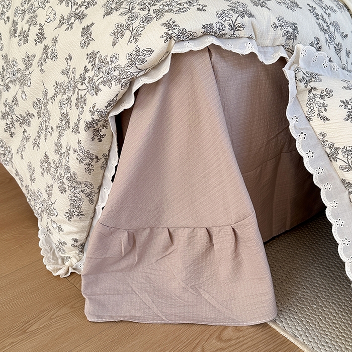 91家纺网 家纺一手货源 找家纺 斯卡诺家纺 2025新款纯棉花边双层纱夏被四件套水洗棉夏被四件套 洛可可