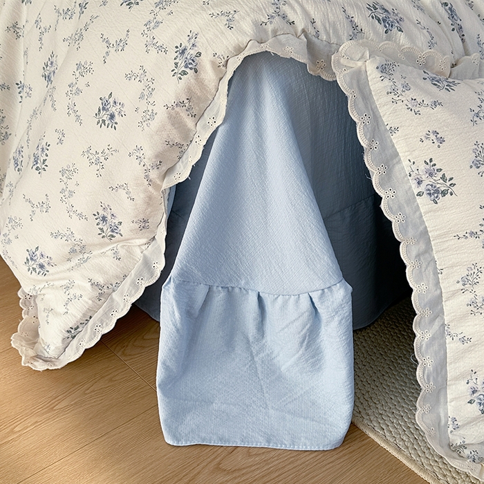 91家纺网 家纺一手货源 找家纺 斯卡诺家纺 2025新款纯棉花边双层纱夏被四件套水洗棉夏被四件套 雾里看花