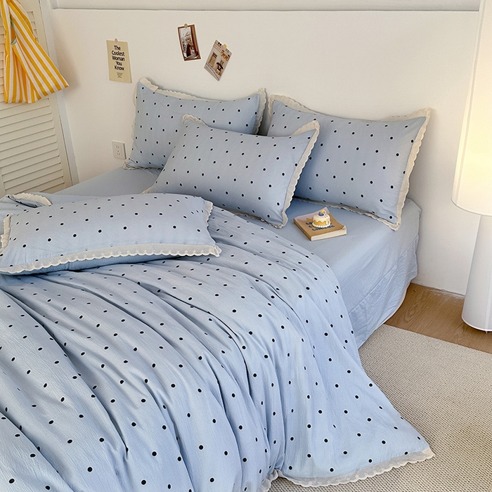 91家纺网 家纺一手货源 找家纺 （总）斯卡诺家纺 2025新款纯棉花边双层纱夏被四件套水洗棉夏被四件套