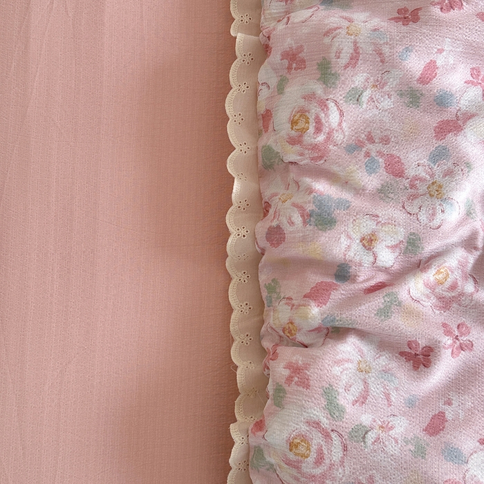 91家纺网 家纺一手货源 找家纺 （总）斯卡诺家纺 2025新款纯棉花边双层纱四件套水洗棉四件套