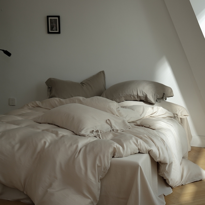 91家纺网 家纺一手货源 找家纺 （总）简纯主义 2025春夏新款60S进口兰精天丝日系系绳四件套--山本