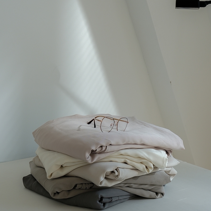 91家纺网 家纺一手货源 找家纺 简纯主义 2025春夏新款60S进口兰精天丝日系系绳四件套--山本 组合图仅供展示