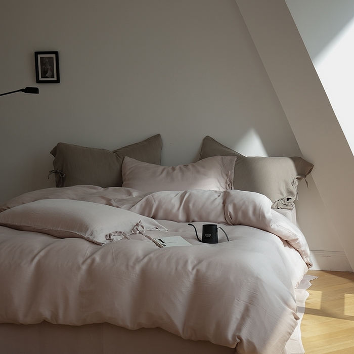 简纯主义 2025春夏新款60S进口兰精天丝日系系绳四件套--山本 山本-晨曦