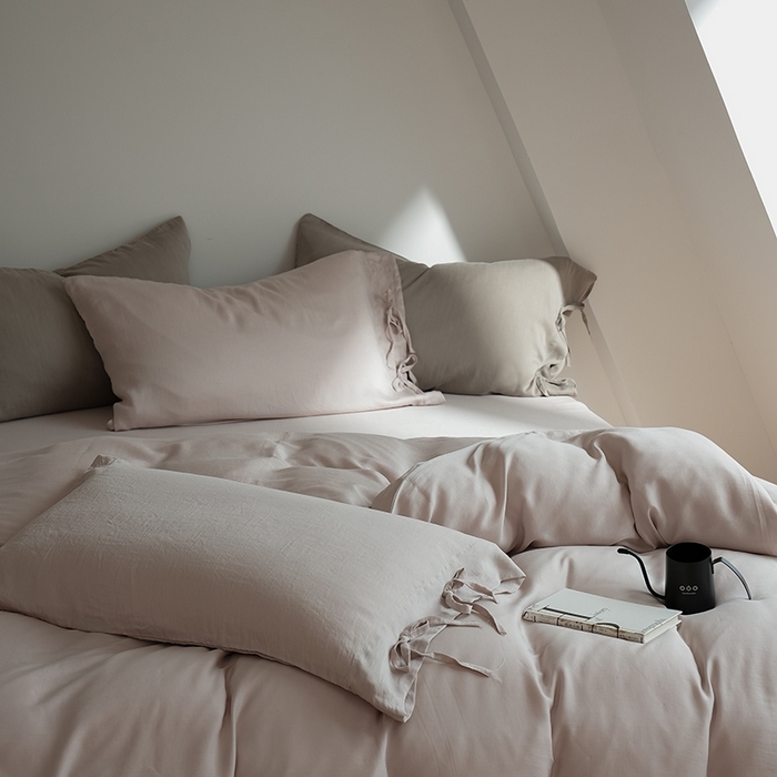 91家纺网 家纺一手货源 找家纺 简纯主义 2025春夏新款60S进口兰精天丝日系系绳四件套--山本 山本-晨曦