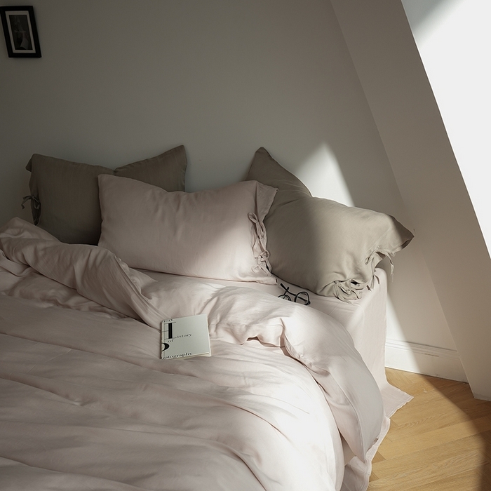 91家纺网 家纺一手货源 找家纺 简纯主义 2025春夏新款60S进口兰精天丝日系系绳四件套--山本 山本-晨曦