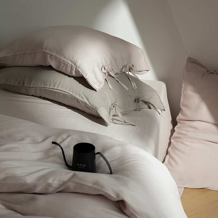 91家纺网 家纺一手货源 找家纺 简纯主义 2025春夏新款60S进口兰精天丝日系系绳四件套--山本 山本-晨曦