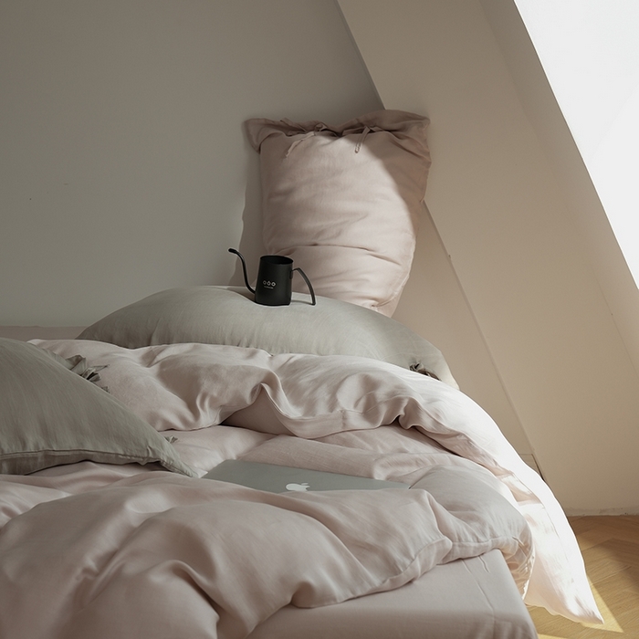 91家纺网 家纺一手货源 找家纺 简纯主义 2025春夏新款60S进口兰精天丝日系系绳四件套--山本 山本-晨曦