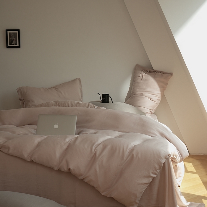 91家纺网 家纺一手货源 找家纺 简纯主义 2025春夏新款60S进口兰精天丝日系系绳四件套--山本 山本-晨曦