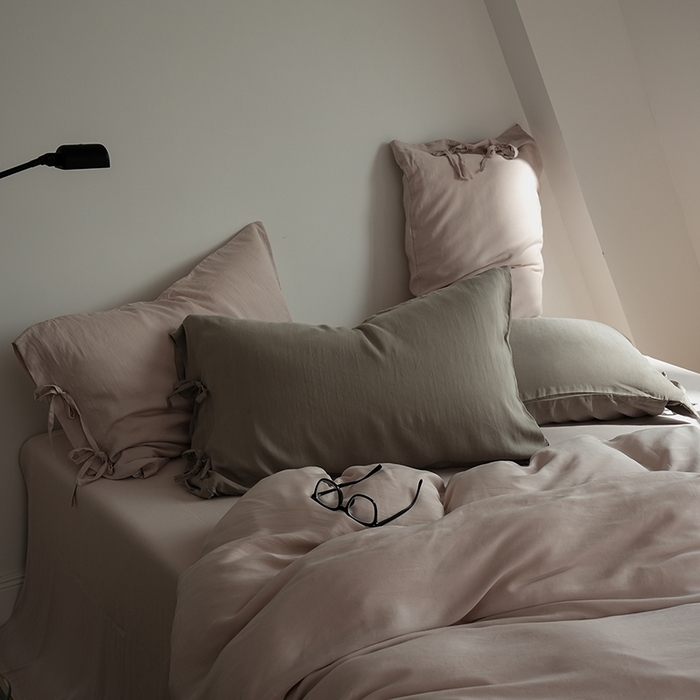 91家纺网 家纺一手货源 找家纺 简纯主义 2025春夏新款60S进口兰精天丝日系系绳四件套--山本 山本-晨曦