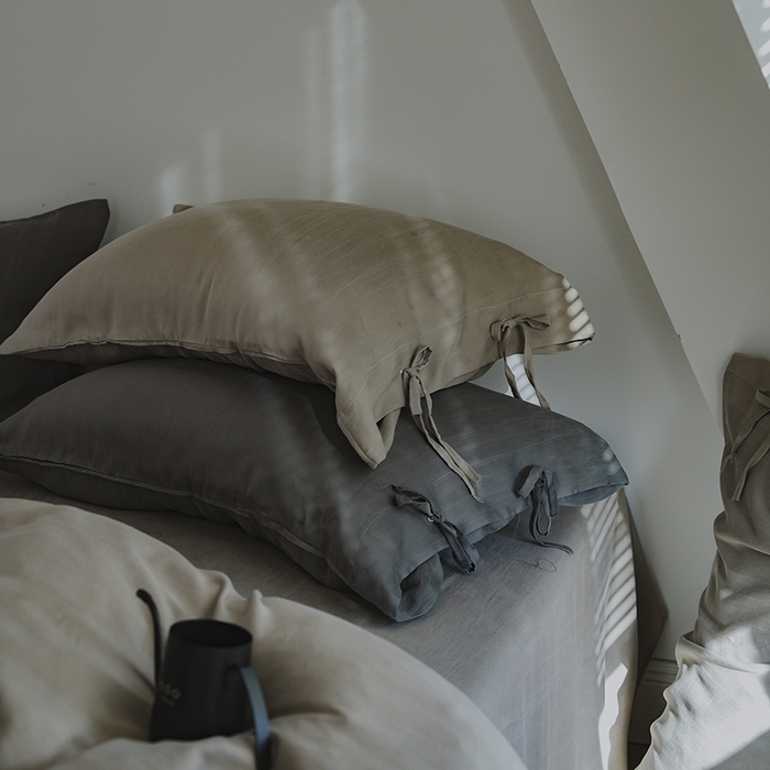 91家纺网 家纺一手货源 找家纺 简纯主义 2025春夏新款60S进口兰精天丝日系系绳四件套--山本 山本-苦茶