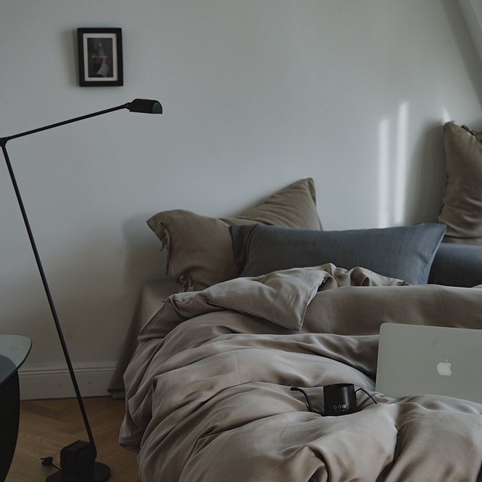 91家纺网 家纺一手货源 找家纺 简纯主义 2025春夏新款60S进口兰精天丝日系系绳四件套--山本 山本-苦茶