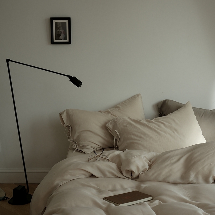 91家纺网 家纺一手货源 找家纺 简纯主义 2025春夏新款60S进口兰精天丝日系系绳四件套--山本 山本-奶杏