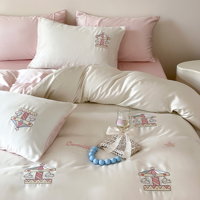 91家纺网 家纺一手货源 找家纺 圆岛家纺 2025新款60S萌宠系列四件套 旋转小兔