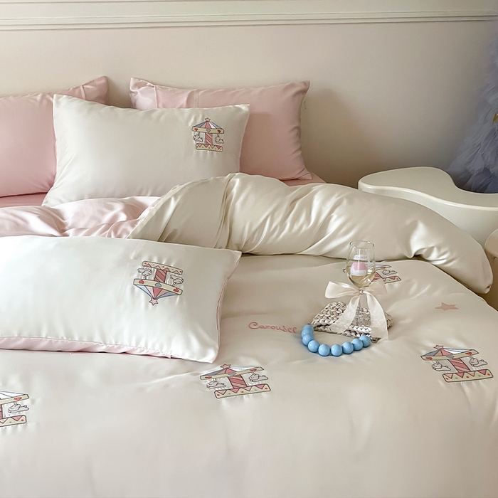 91家纺网 家纺一手货源 找家纺 圆岛家纺 2025新款60S萌宠系列四件套 旋转小兔