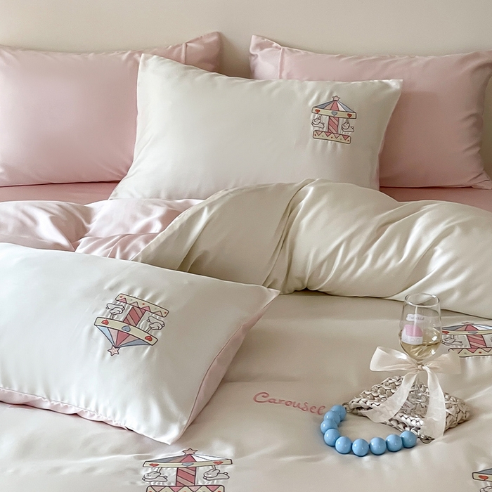 91家纺网 家纺一手货源 找家纺 圆岛家纺 2025新款60S萌宠系列四件套 旋转小兔