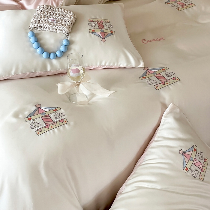 91家纺网 家纺一手货源 找家纺 圆岛家纺 2025新款60S萌宠系列四件套 旋转小兔