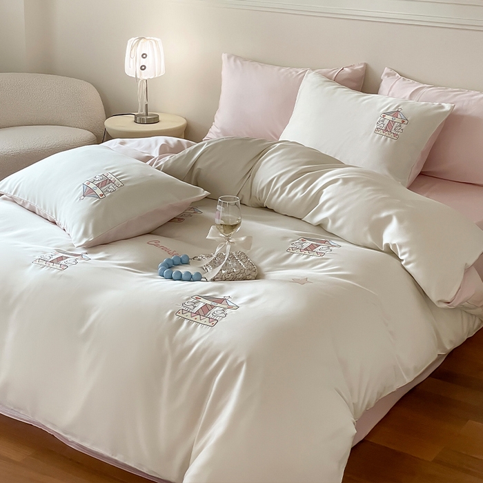 91家纺网 家纺一手货源 找家纺 圆岛家纺 2025新款60S萌宠系列四件套 旋转小兔