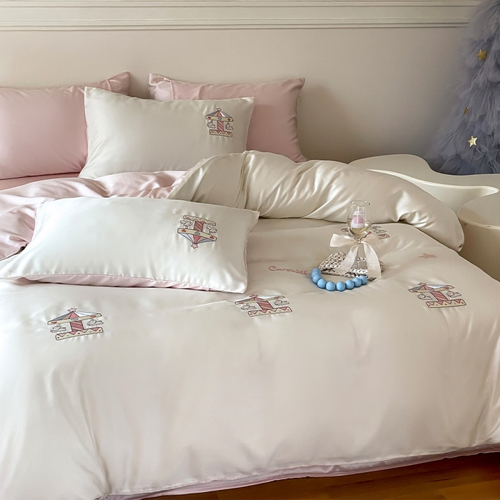 91家纺网 家纺一手货源 找家纺 圆岛家纺 2025新款60S萌宠系列四件套 旋转小兔