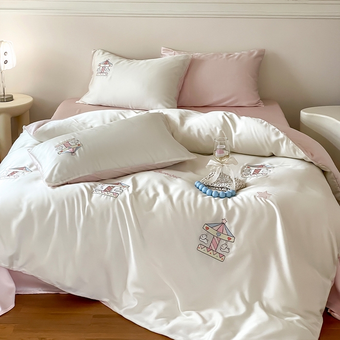 91家纺网 家纺一手货源 找家纺 圆岛家纺 2025新款60S萌宠系列四件套 旋转小兔