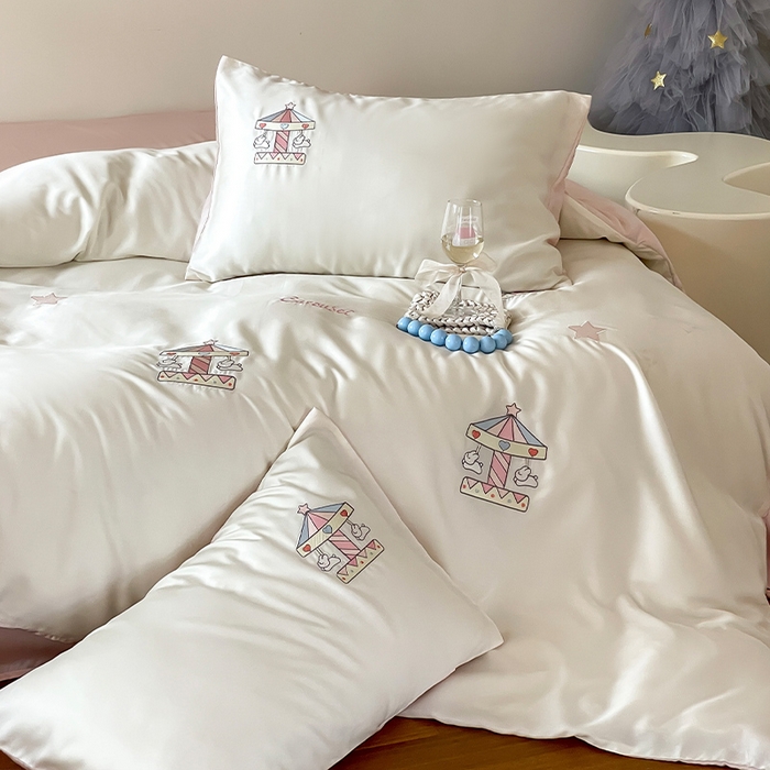 91家纺网 家纺一手货源 找家纺 圆岛家纺 2025新款60S萌宠系列四件套 旋转小兔