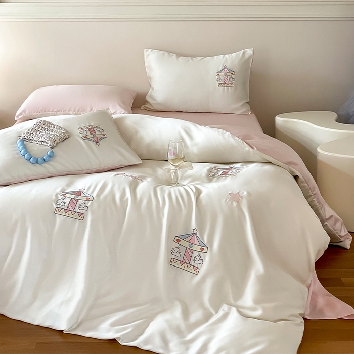 91家纺网 家纺一手货源 找家纺 圆岛家纺 2025新款60S萌宠系列四件套 旋转小兔