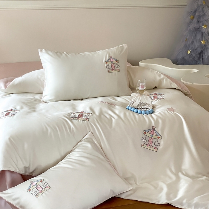 91家纺网 家纺一手货源 找家纺 圆岛家纺 2025新款60S萌宠系列四件套 旋转小兔