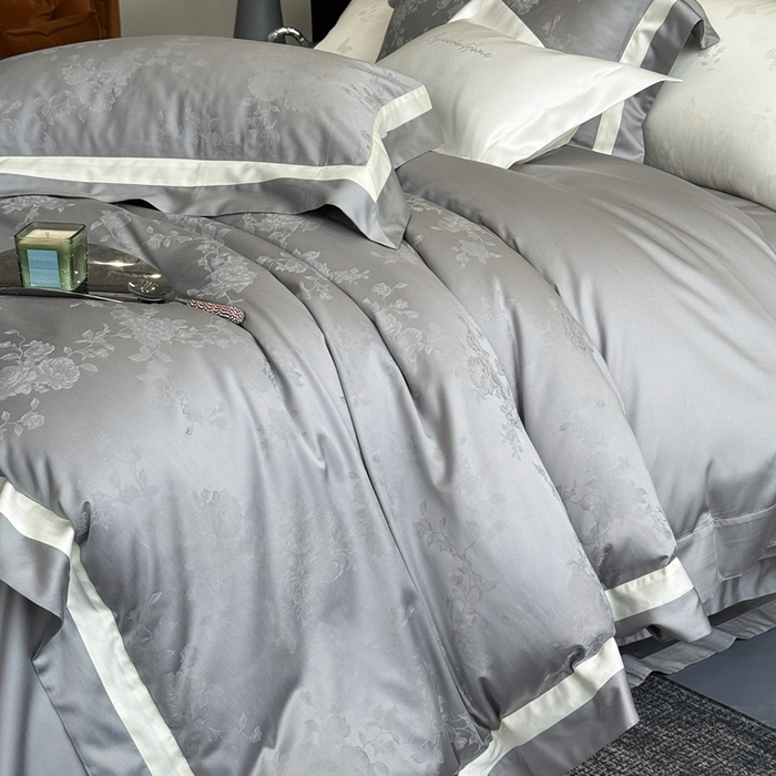 91家纺网 家纺一手货源 找家纺 馨蕊2025春夏新品LF兰精天丝棉四件套若兰（劵后控价：不低于338/358） 天丝棉若兰-高级灰