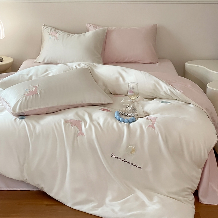 91家纺网 家纺一手货源 找家纺 圆岛家纺 2025新款60S萌宠系列四件套 海豚湾