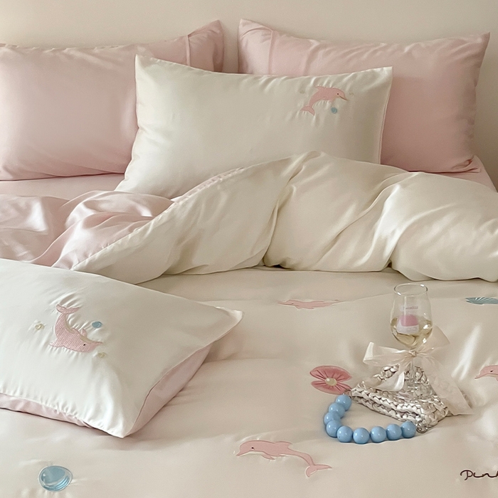 91家纺网 家纺一手货源 找家纺 圆岛家纺 2025新款60S萌宠系列四件套 海豚湾