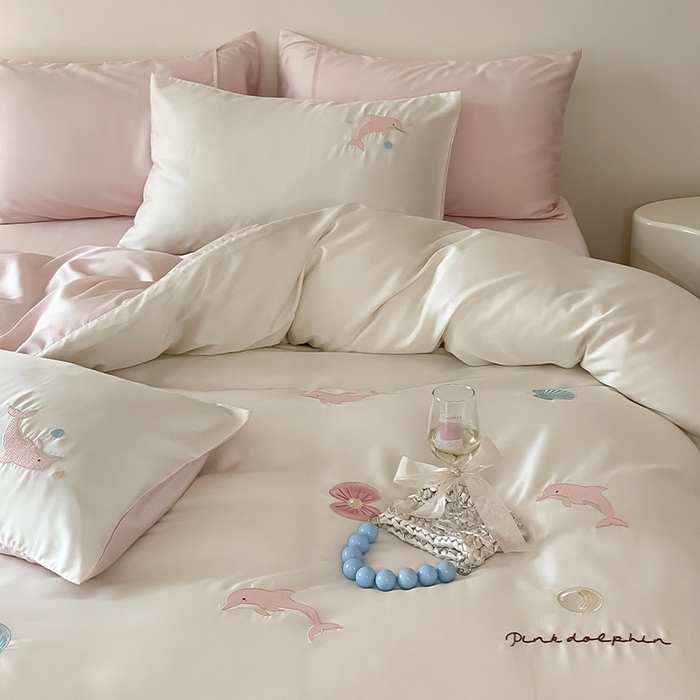 91家纺网 家纺一手货源 找家纺 圆岛家纺 2025新款60S萌宠系列四件套 海豚湾