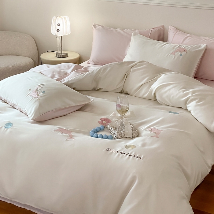 91家纺网 家纺一手货源 找家纺 圆岛家纺 2025新款60S萌宠系列四件套 海豚湾