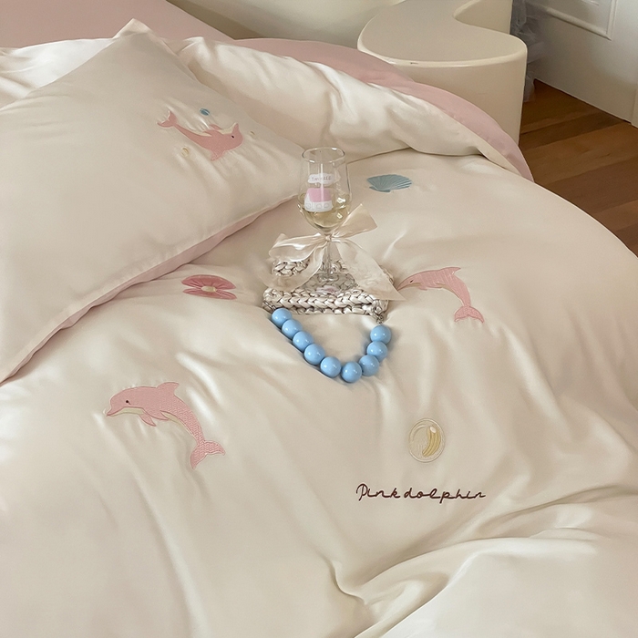 91家纺网 家纺一手货源 找家纺 圆岛家纺 2025新款60S萌宠系列四件套 海豚湾