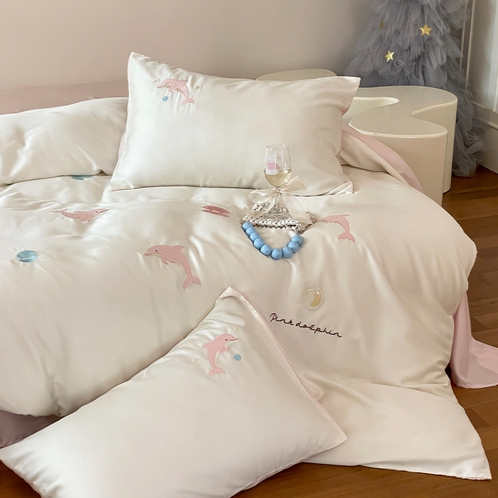 91家纺网 家纺一手货源 找家纺 圆岛家纺 2025新款60S萌宠系列四件套 海豚湾