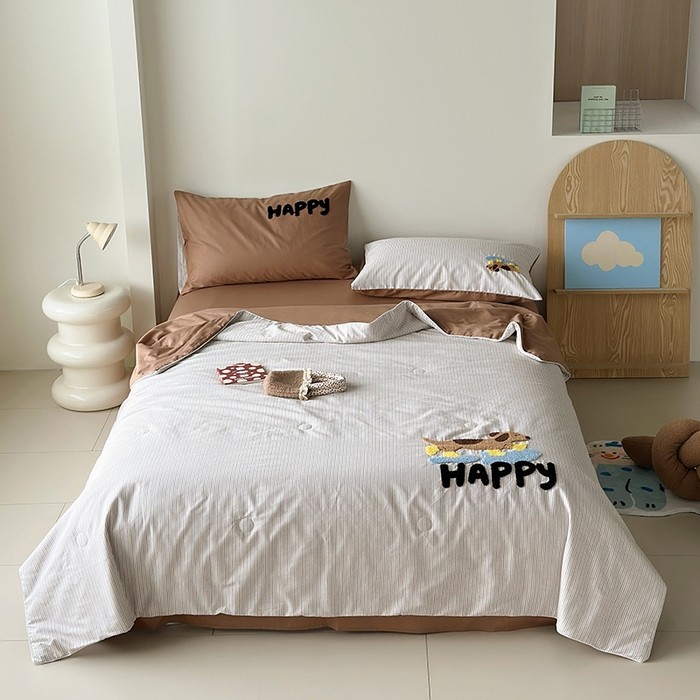 91家纺网 家纺一手货源 找家纺 怡家居 2025新款全棉印加绣夏被夏凉被空调被四件套 小旺仔