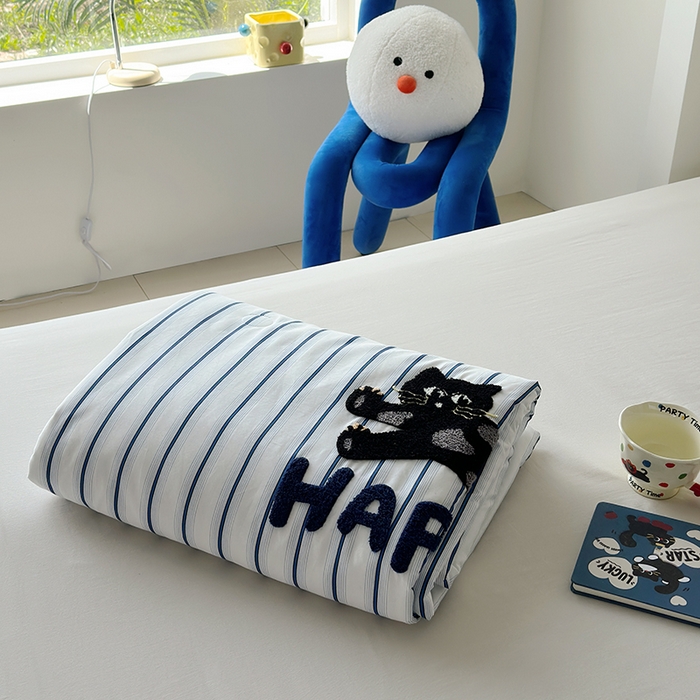 91家纺网 家纺一手货源 找家纺 怡家居 2025新款全棉印加绣夏被夏凉被空调被四件套 猫小乐