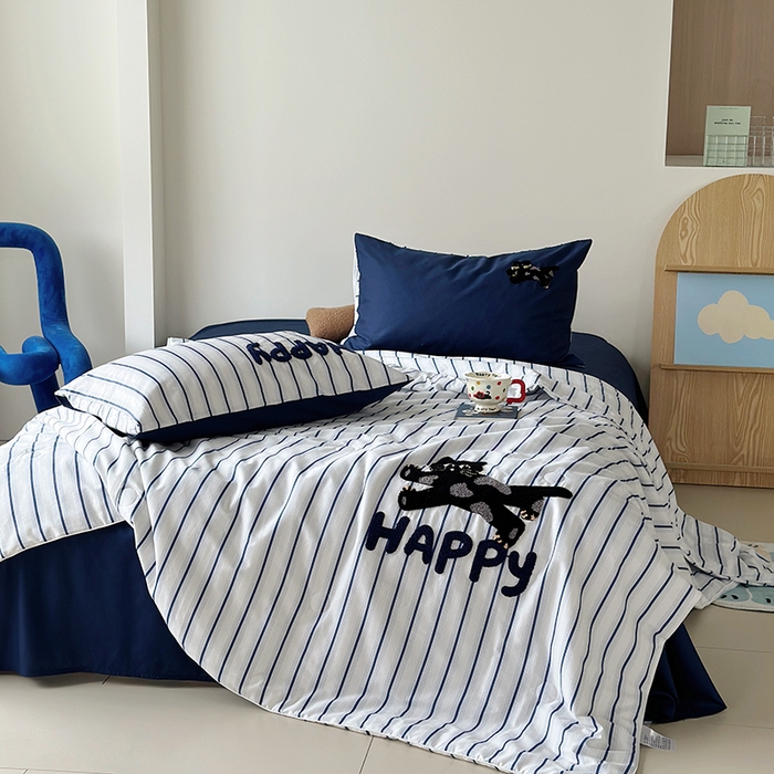 91家纺网 家纺一手货源 找家纺 怡家居 2025新款全棉印加绣夏被夏凉被空调被四件套 猫小乐